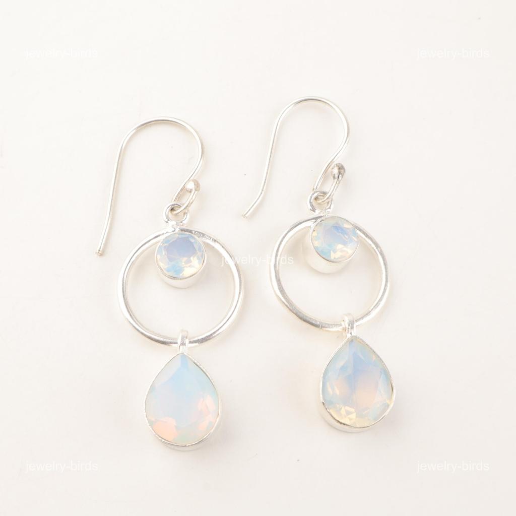 Pear Natural Milky Opal 925 Silver Mother Gift New Dangling Anniversary Earrings EE-140-4