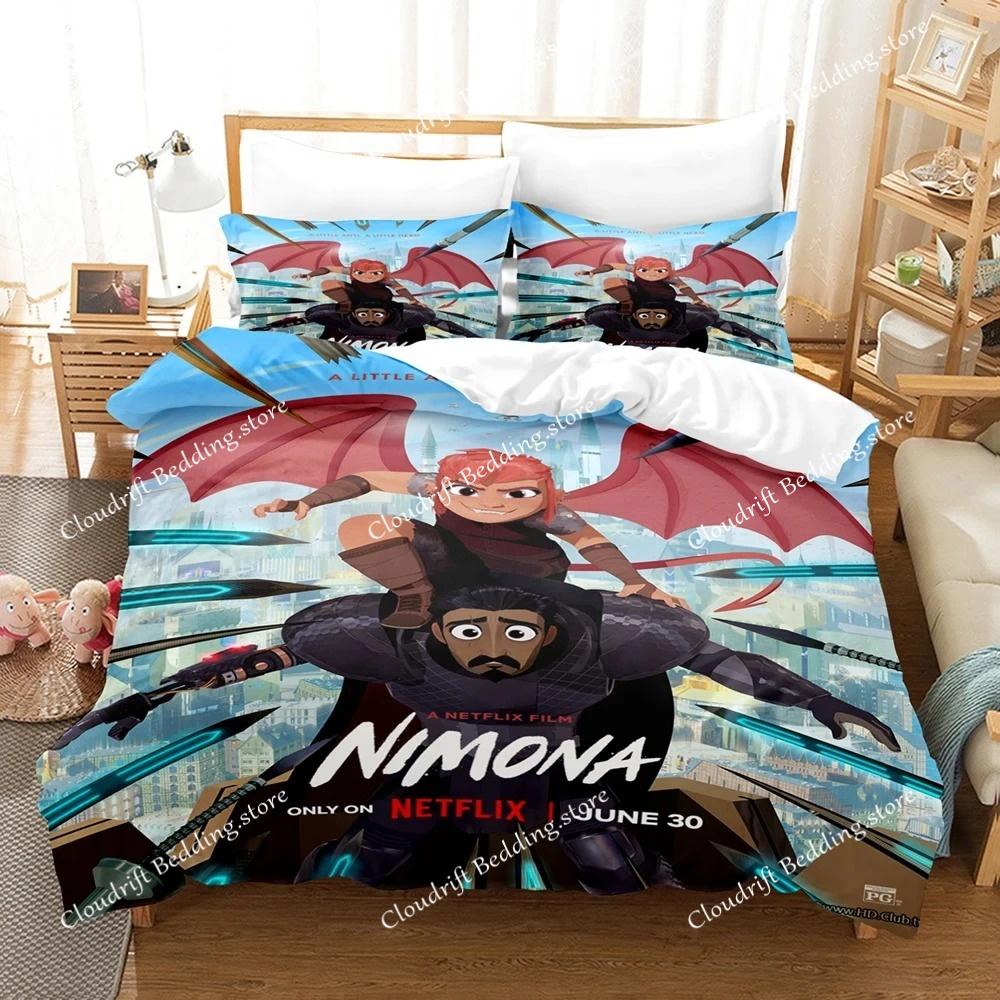 3D Printing Anime The Nimona Bedding Set Boys Girls Twin Queen Size Duvet Cover Pillowcase Bed Kids Adult Fashion Home Textiles
