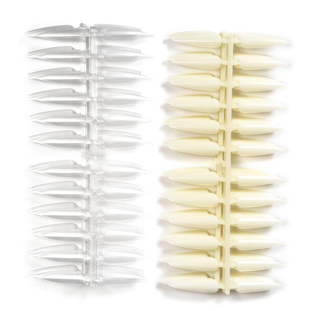 240pcs False Nails Stiletto Shape Press On Natural Transparent Tips Practicing Gel Polish Display Fake Nail Practice Manicure Tool