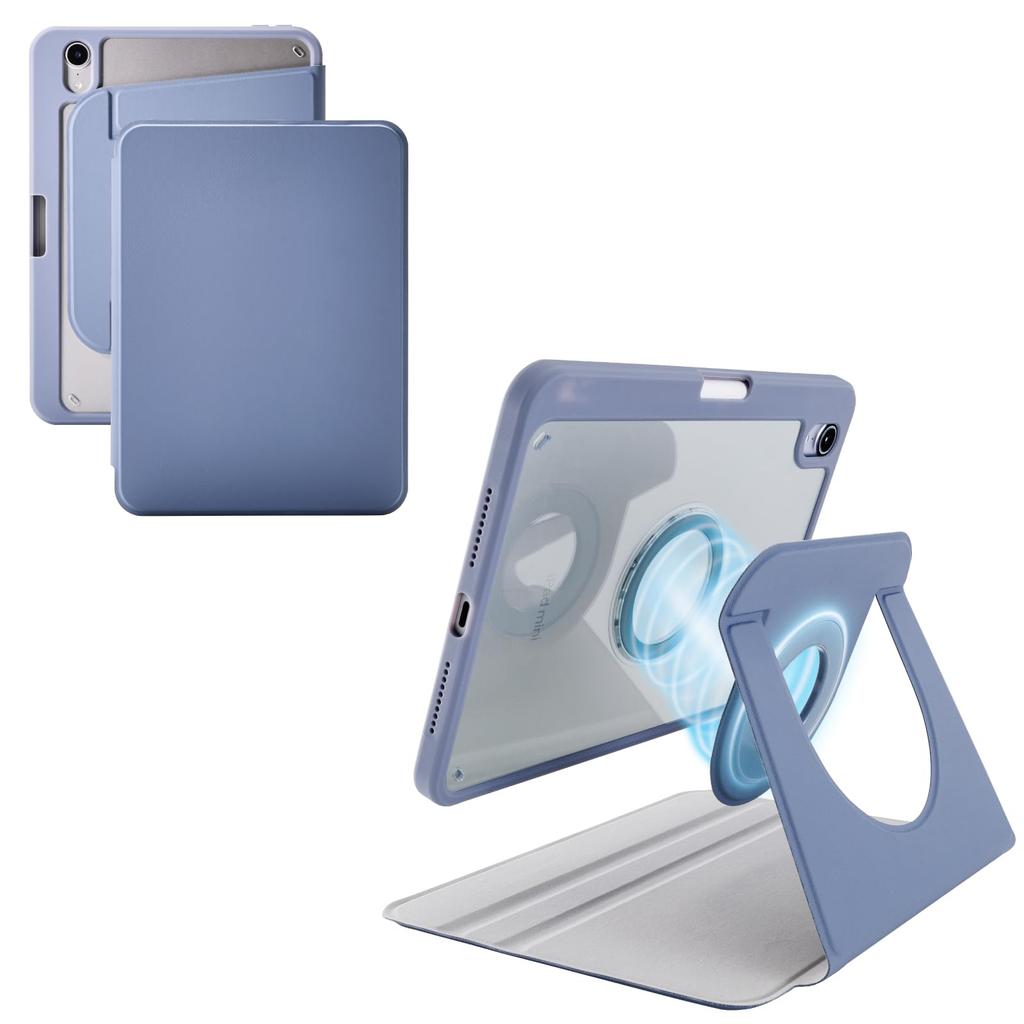 Elecom IPad Mini Pro and Mini Case Magnetic Pen (A17 2024) (6th Generation) Cover, 360-Degree Rotation, Portrait/Landscape Orientation, Attachment,