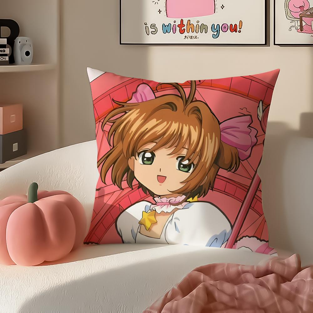 Magical Cute Japanese Anime CCardcaptor Sakura Cushion Cover Pillowcase Short Plush Invisible zipper Room Sofa Cushion Cover