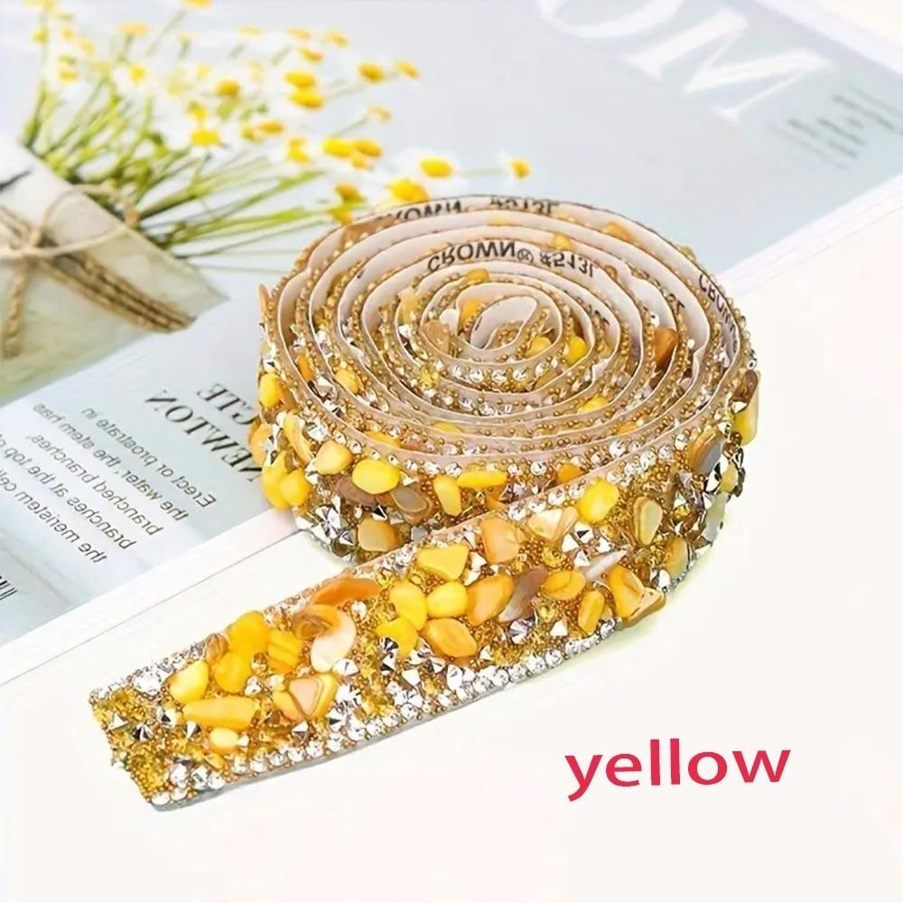 Self Adhesive Rhinestone Strip Colorful Resin Material Crushed Rhinestone Trim Crushed Stone No Iron Needed