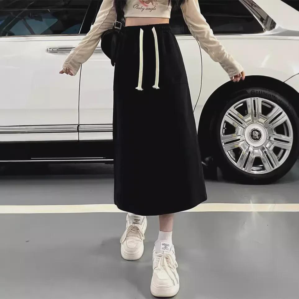 Gonna Slim a Vita Alta Stile Coreano 2024 con Spacco Posteriore - Versatile, Casual ed Elastica
