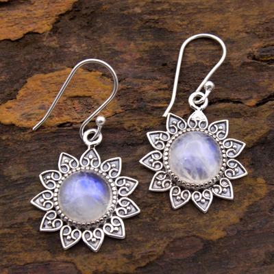 Orecchino in Argento con Pietra di Luna, Granato, Labradorite, Orecchino a Fiore, Gioiello Artigianale in Argento Sterling 925, Gioiello in Argento, Regalo per Lei
