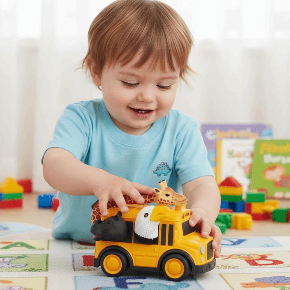 Ocean Theme Toy Car Model Dinosaur Theme Educational Toys Creative Inertia School Bus Kids Gifts