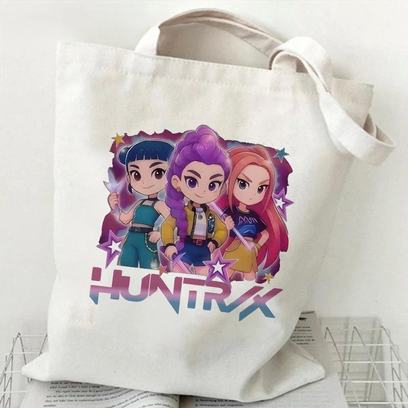 Kpop Witch Hunters Printed Canvas Bag Large Capacity Women's Daily Shopping Bag KTB