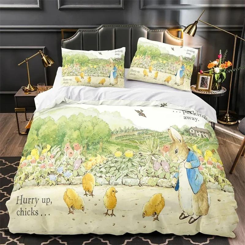 3D Print Peter the Rabbit  Bedding Set,Duvet Cover Comforter Bed Set Quilt Cover Pillowcase,King Queen Twin Size Boys Girls