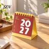Small Desk Calendar 2027 Mini Calendar, Spiral Bound Standing Flip Monthy Desktop Schedule Planner for Home Office Daily