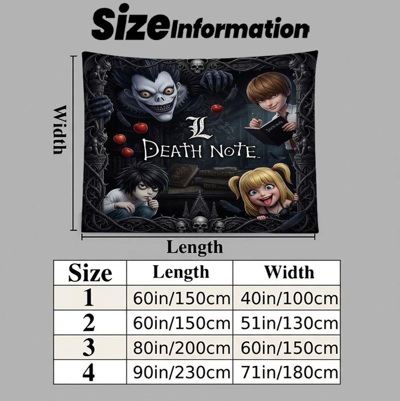 Arazzo da Parete Death Note Appeso Estetico Coperta in Tessuto Stampato Arazzi Decorativi per Camera da Letto Soggiorno Decorazioni per la Casa