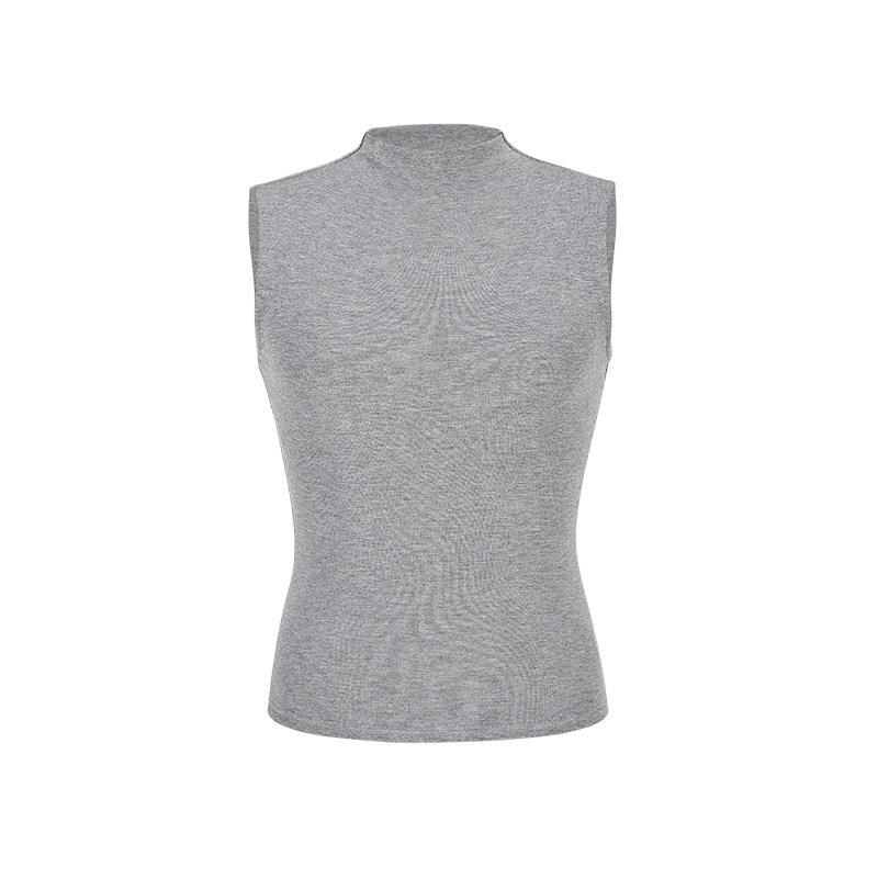 

Simple daily gray half turtleneck women s vest 2026 new spring and summer outer wear slim backing sleeveless short top Xl ( 60-65kg ) сірий колір