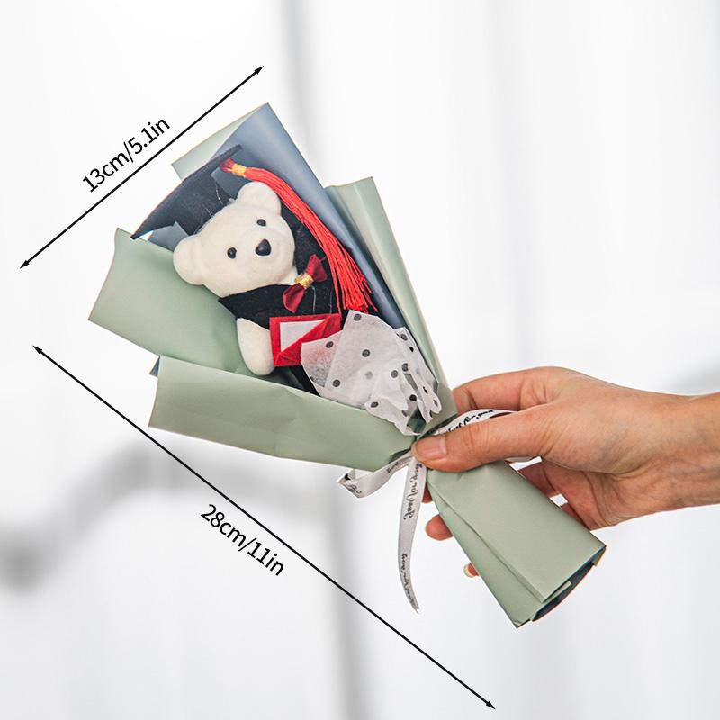 Graduation Season Doctoral Hat Finished Hand Woven Flowers Graduation Bouquet Friend Graduation Gift Mini Graduation Flower Doll