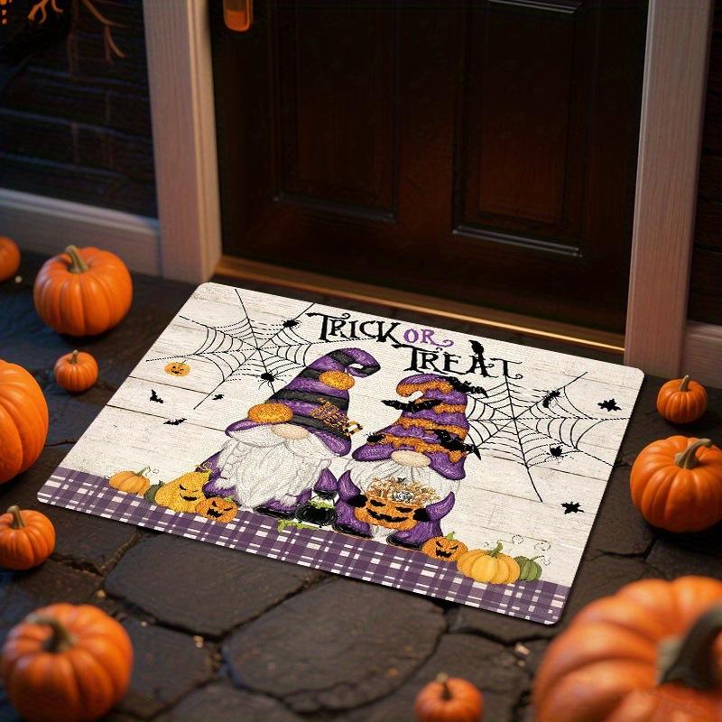VIKAMA Halloween Crystal Velvet Floor Mat Entry Door Mat Indoor and Outdoor Welcome Mat Home Decoration Kitchen Bedroom Carpet