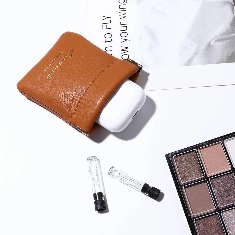 Storage Bag PU Leather Earphone Protective Sleeve Mini Earphone Bag Cosmetic Bag Small Coin purse