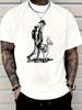 Mens Cotton TShirt  Casual Crew Neck Short Sleeve TShirt with Man and Dog Walking Graphic Print Machine Wash
