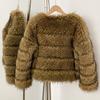 Imitation raccoon fur jacket winter women's round neck thickened warm fur coat imitation fur