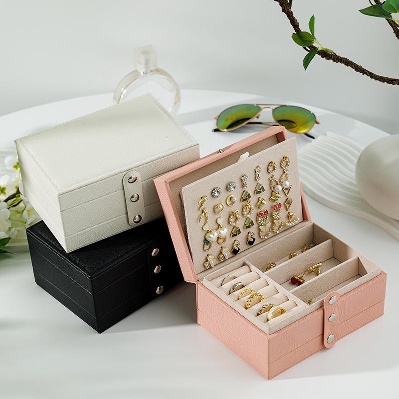 Compact Three-Layer Jewelry Box for Necklaces, Rings, and Earrings