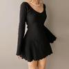Plus Size Women's V-Neck Ribbed A-Line Dress