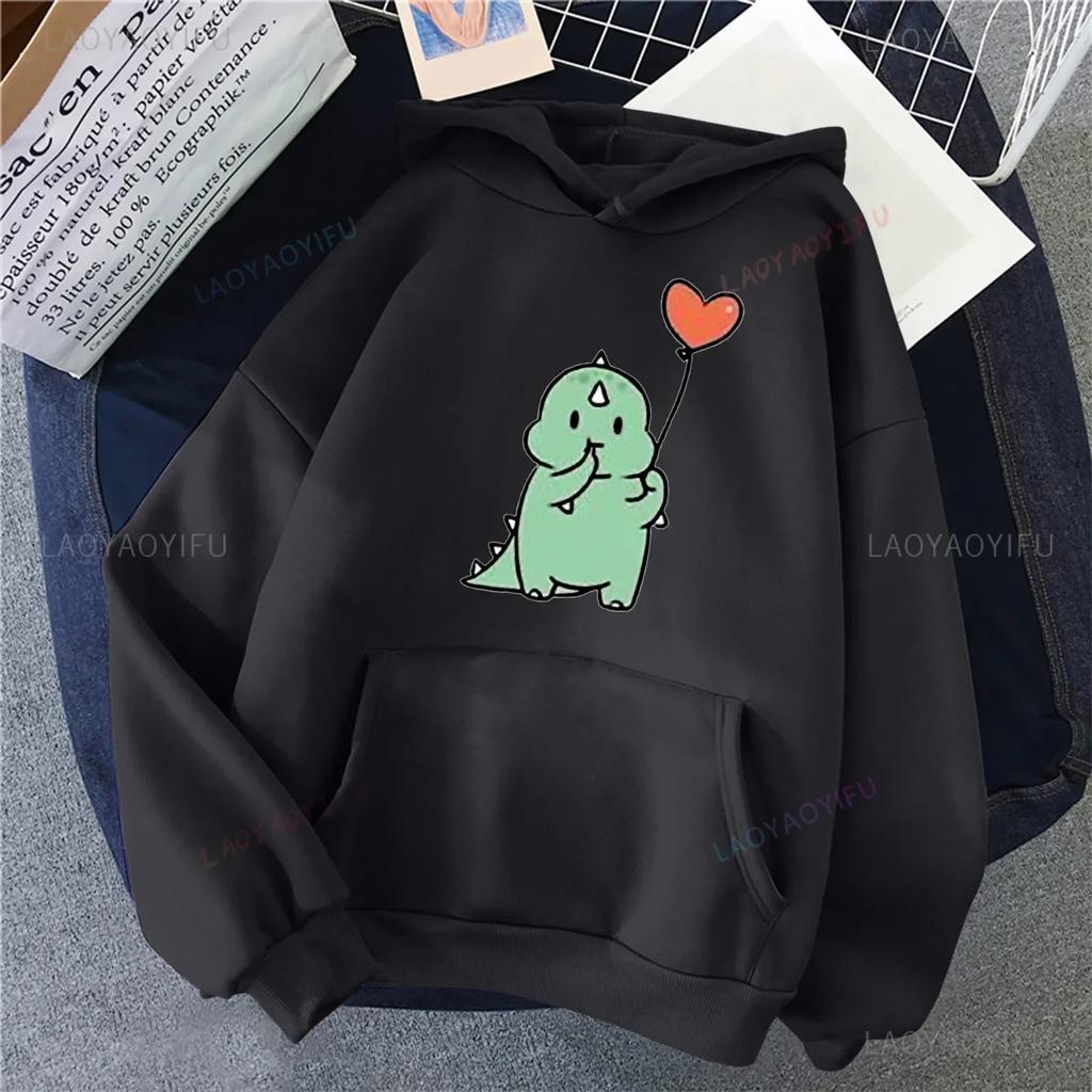 Couple Dinosaur Hoodies Winter Casual Kangaroo Pocket Outerwear Korean Kawaii Style Pattern Pullovers Women Men Hoodie Outerwear