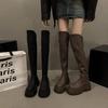 SIELVYINE sammetslårstövlar dam 2025 vinter nya långa stövlar smala höga tjocksulade lårhöga smala stövlar