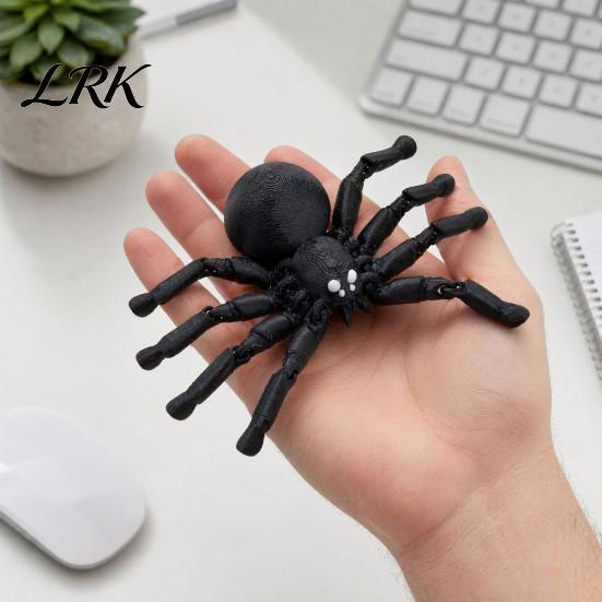 Halloween Party Decoration 3D Printed Articulated Spider Figurine, Flexible Joint Black Durable Statue, Collectible Gothic Ornament for Home