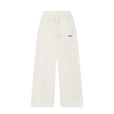 Logo Print Solid Color Outdoor Casual Loose Fit Wide Leg Knit Sports Pants Women Bottoms Steam-White F11W439608FIV