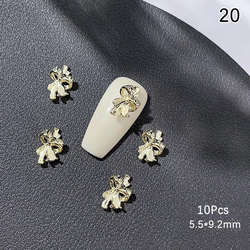 10Pcs Luxury Kawaii Bow Nail Art Charms 3D Alloy Bow Tie Jewelry Nail  Decoration Diy Accessories