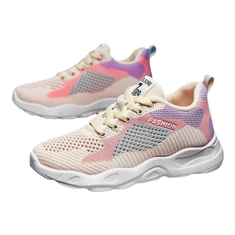Sneaker Damen Sommer neu flachboden atmungsaktiv vielseitig lässig Reiseschuhe Fliegenstrick Mesh leicht Laufschuhe