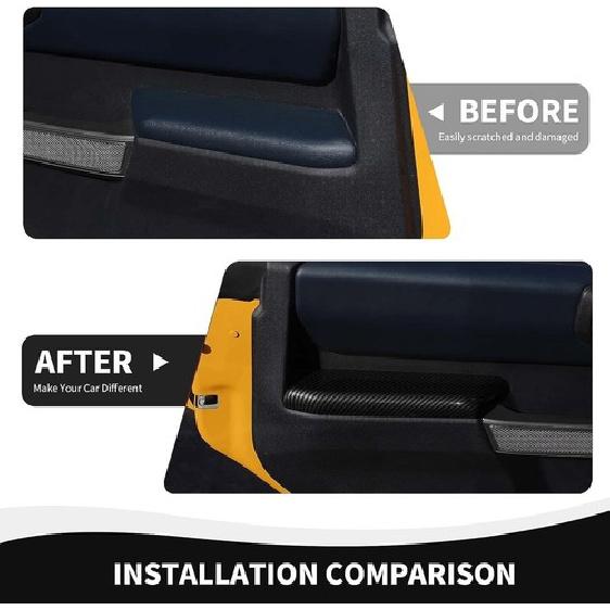 4x Door Handle Armrest Cover Trim For Ford Bronco + 4 Doors Carbon Fiber