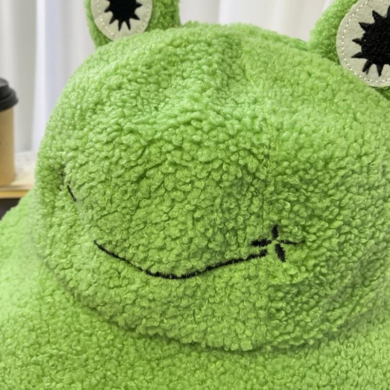 Winter Bucket Hat Polyester Plush Fisherman Caps for Women Men Keep Warm Cute Cartoon for Frog Style Trendy Accessories