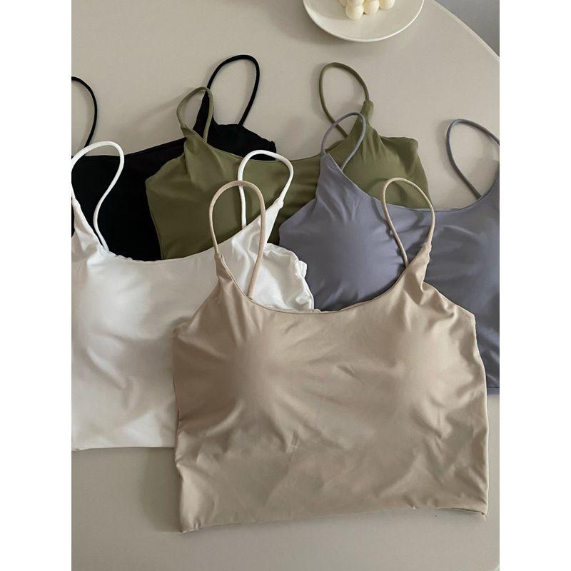 

Однотонный бесшовный топ-слинг для девочки, топ-труба из ледяного шелка, летняя новинка, женское клетчатое эластичное облегающее корректирующее белье для спины с нагрудными вкладышами Random a vest [style random hair]] One size