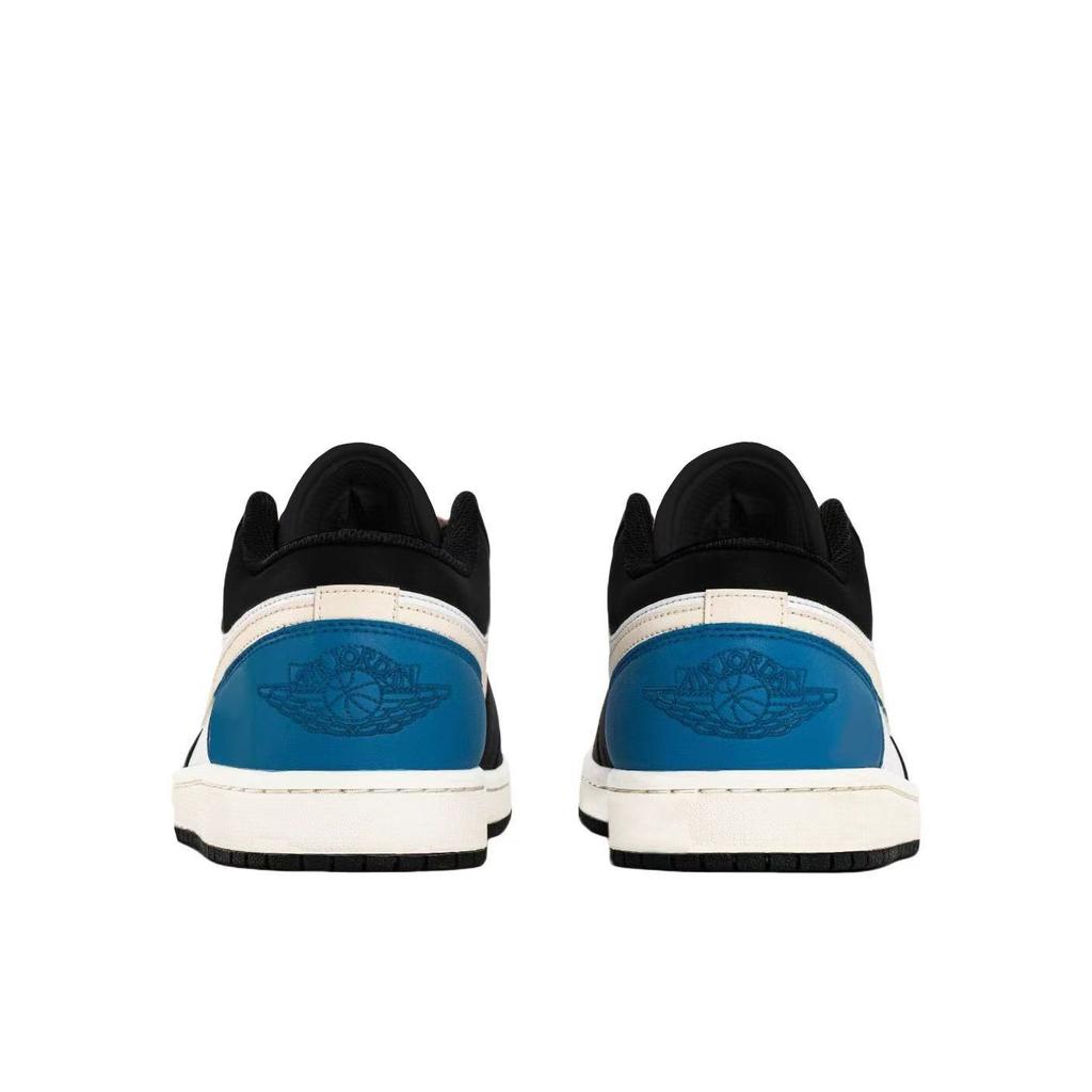 Jordan Air Jordan 1 Abrasion Resistant Low Top Vintage Basketball Shoes Men's Black White Blue 553558-081(Team173-)