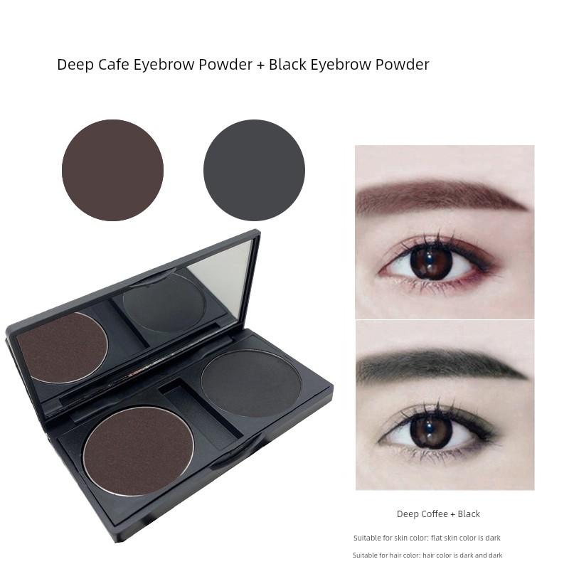 Suetnei Mulberry Moon Two-Color Eyebrow Powder Nature Black Monochrome Gray Brown Sweatproof and Waterproof Non-Decolorizing Genuine Goods Black Brown