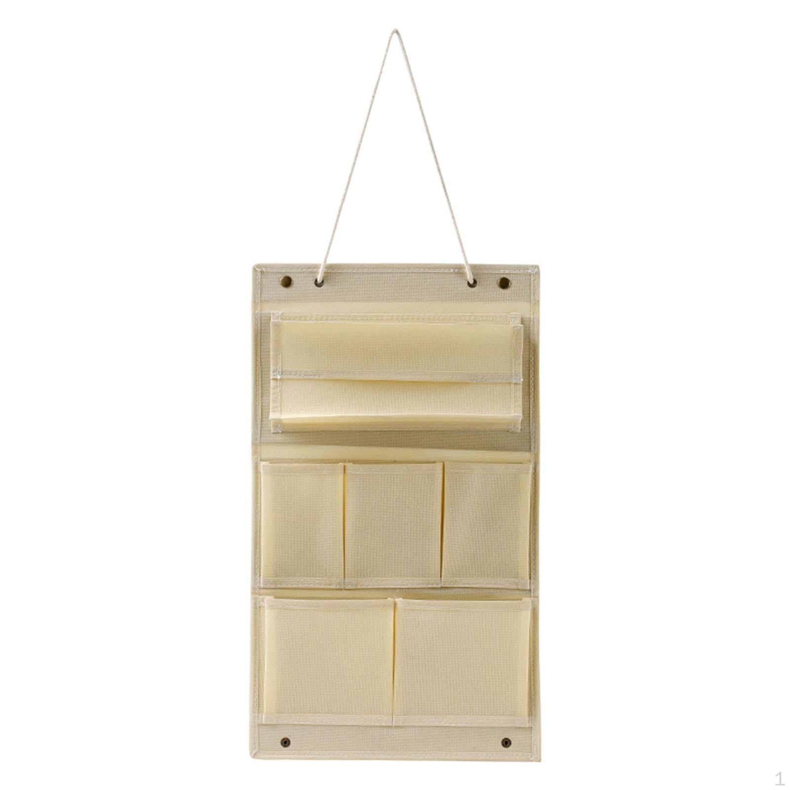 

Door Closet Hanging Storage Bag, Foldable Tissue Holder, Multiple Functions Jewelry Keys Durable Beige
