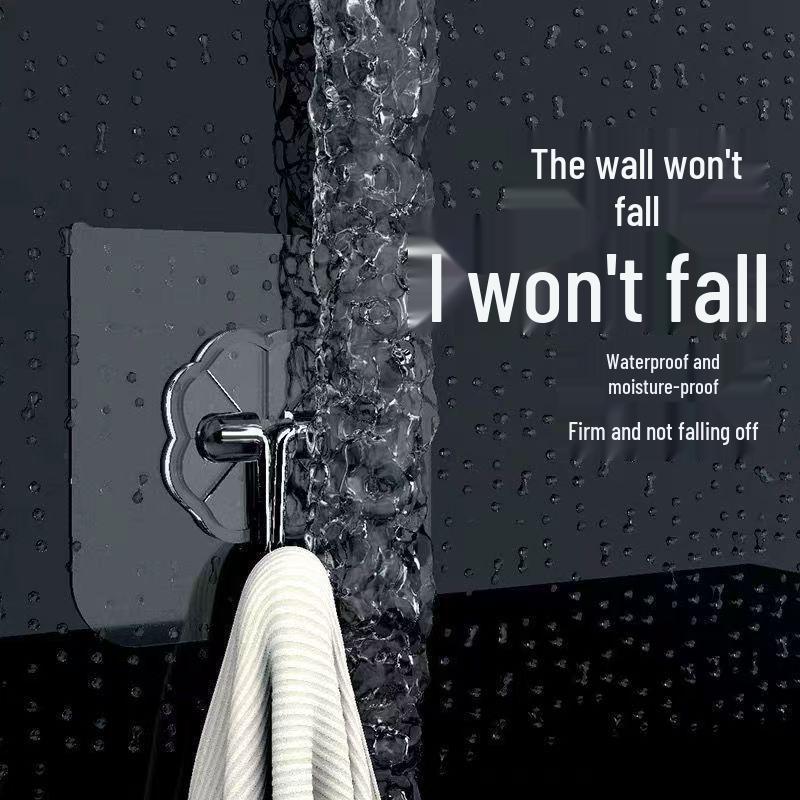 Transparent No-Drill Wall Hooks - Strong Adhesive, Seamless, Load-Bearing for Bathroom and Kitchen