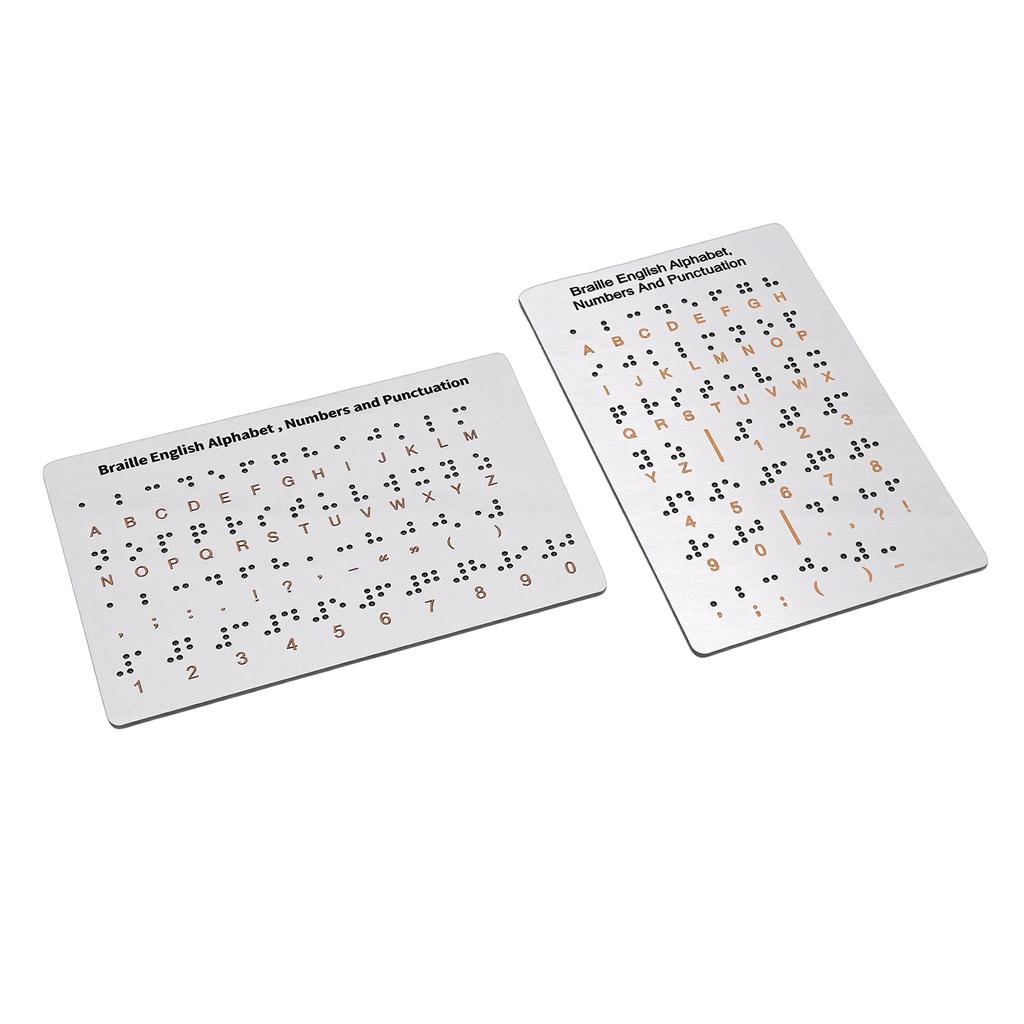 2pcs Braille English Alphabet Numbers and Punctuation Board with Sturdy Raised Dots Braille Learning Tool for Braille