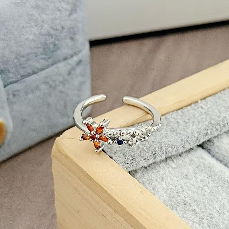 [Sweet Diamond Honey Talk] Girl'S Heart Sweet Pink Full Diamond Zir*****Pen Ring Butterfly Exquisite Premium Ring