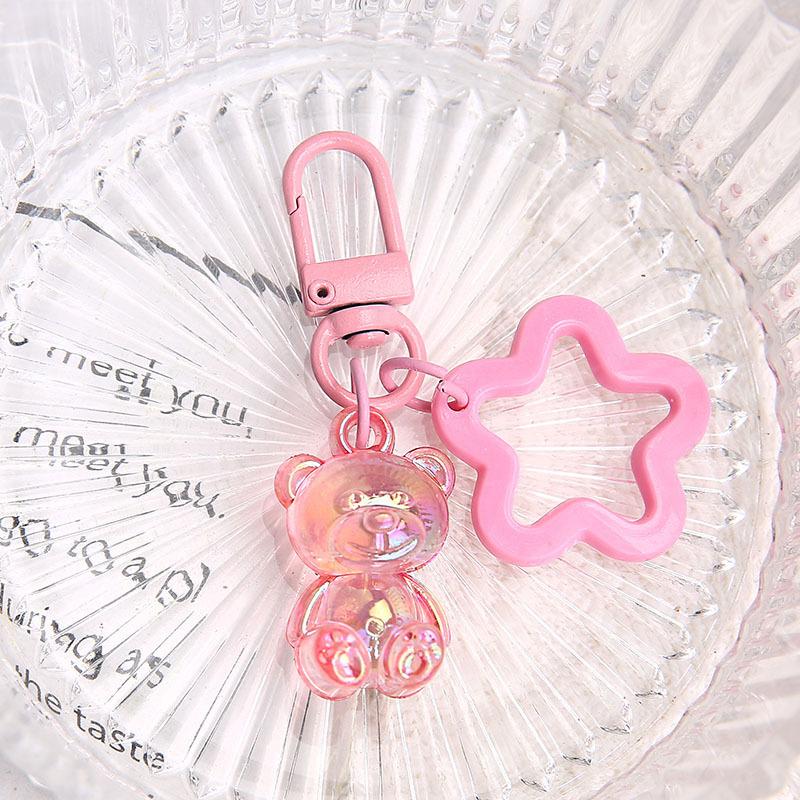 

Красочная пятиконечная звезда, маленький медведь, брелок, брелок конфетного цвета для женщин, девочек, украшение для рюкзака, аксессуары, подарок