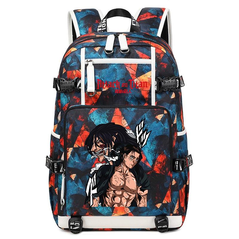 Attack On Titan Anime Print Student Backpack Large Capacity Casual Daypack for Boys Girls School Travel