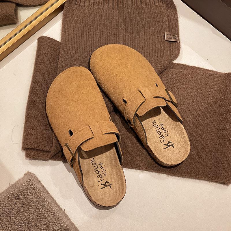 2025 Cork Birkenstocks Half Slippers: Women's & Men's Retro Closed Toe Slip-ons for Casual Outdoor Wear
