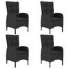 5 Piece Outdoor Dining Set Poly Rattan and Acacia Wood Black