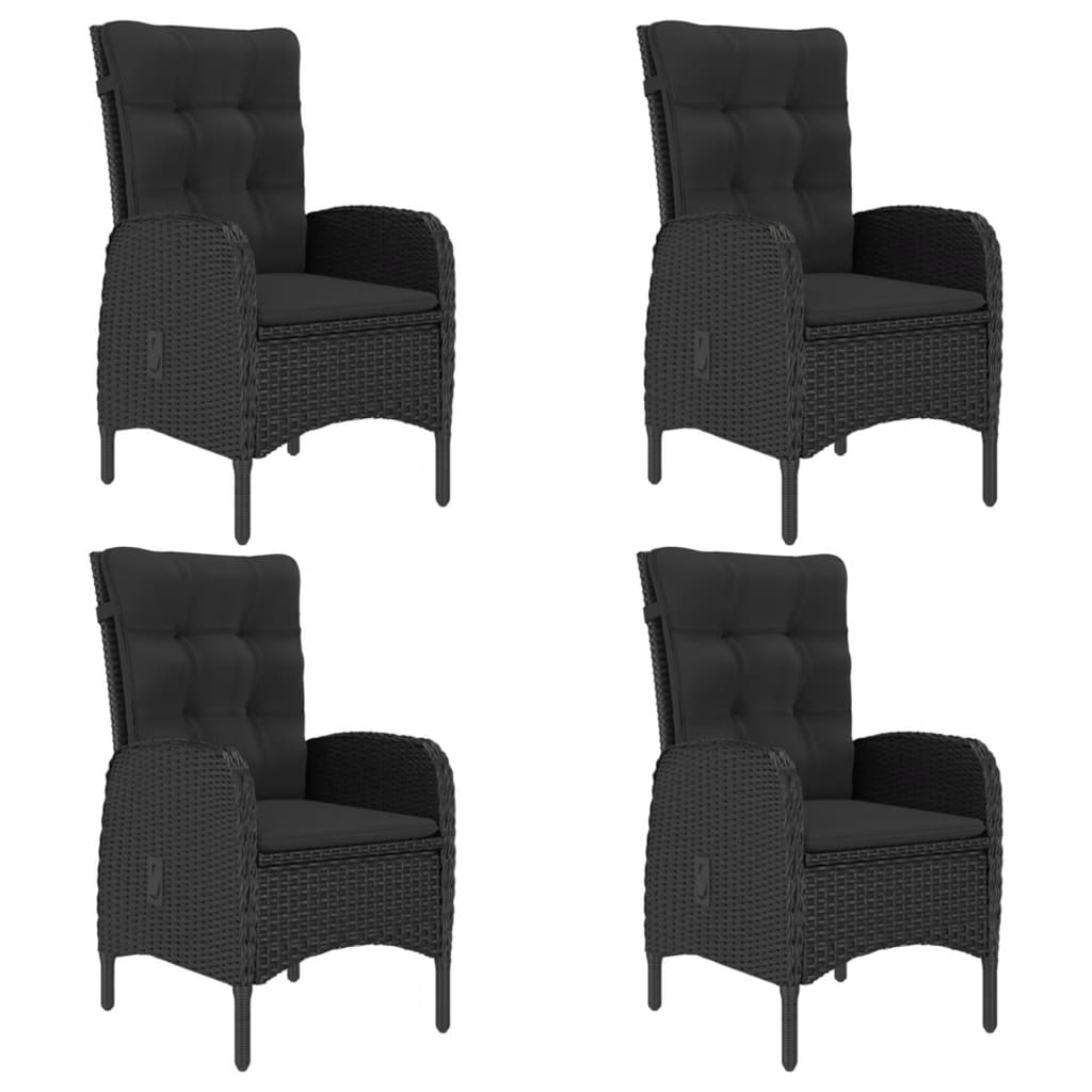 5 Piece Outdoor Dining Set Poly Rattan and Acacia Wood Black