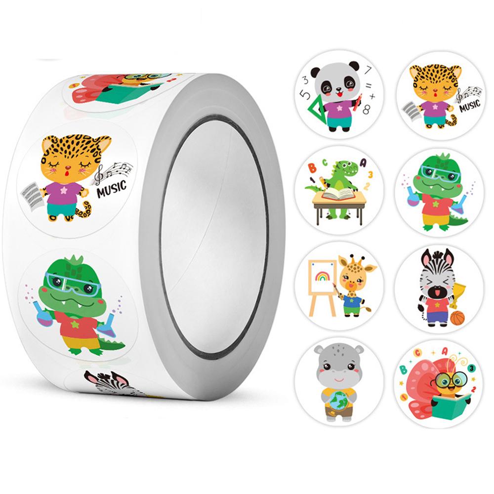 50-500pcs Cartoon Dinosaur Animal stickers for Teacher Reward Encourage Sticker Stationery for DIY Sticker 1inch