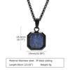 Stainless Steel Square Pendant Necklace Men Long Chain Layered Hip Hop Jewelry Geometric Titanium
