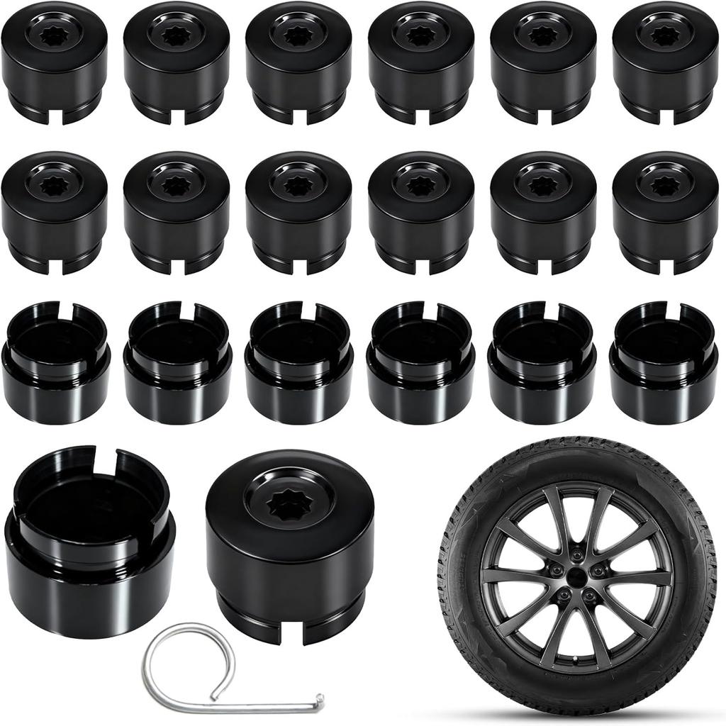 Lot de 20 cache-écrous de roue, 19 mm, avec outil de démontage pour voitures, pour VW