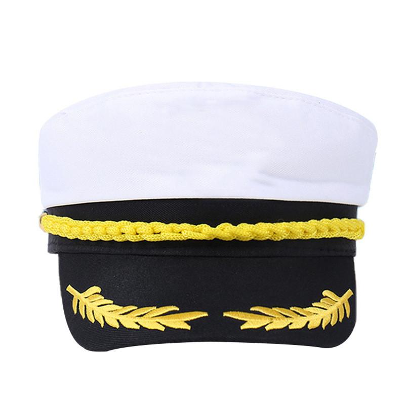 Polyester Sailor Hat With Embroidered Circle Badge For Retro Costume And Themed Events