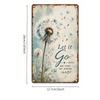 Vintage Dandelion Let Go Quote 2D Flat Rustic Farmhouse Wooden Wall Art, Inspirational Home Decor for Living Room Bedroom