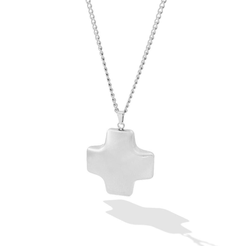 Stylish Gold-Plated Cross Pendant Necklace in Titanium Steel
