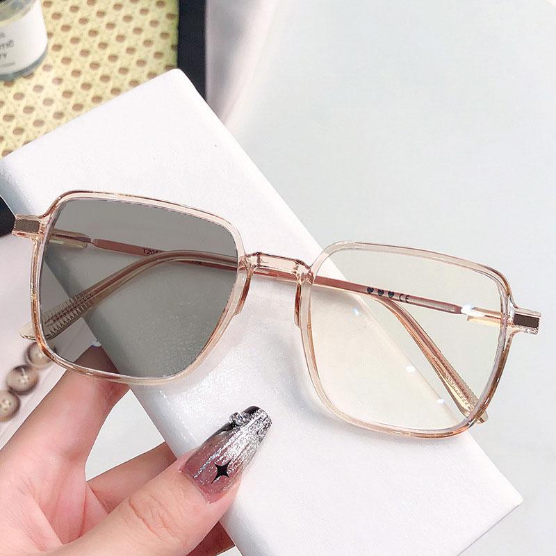 Фотохромные очки Женские Квадратные Антибликовые Плоские Очки Модные Уличные Повседневные Солнцезащитные Очки Винтажные