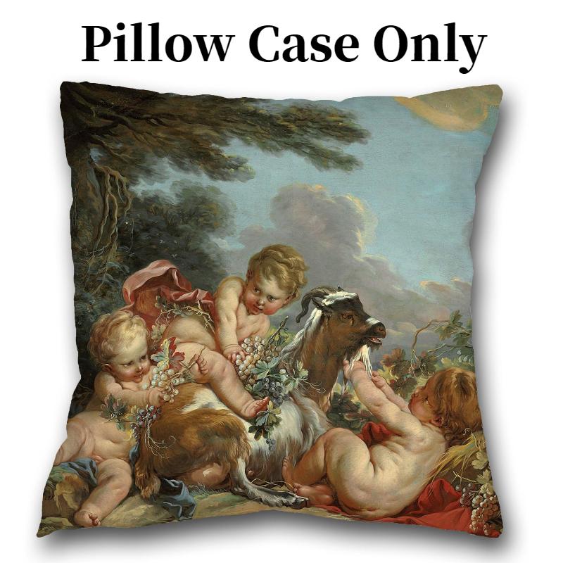 Oil Throw Painting Pillow Case Linen Suede Soft Cushion Cover Decoration Room