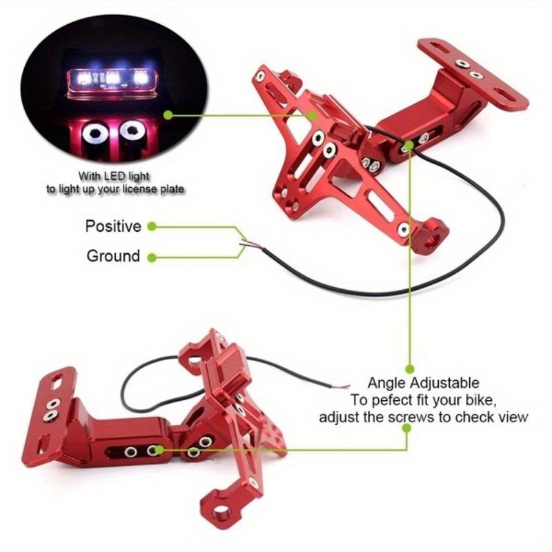 Suporte universal de montagem de placa traseira de motocicleta em alumínio CNC com luz LED